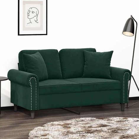 2-Sitzer Sofa mit Schlaffunktion, Dunkelgrün, Samt, 120 cm (1/5)