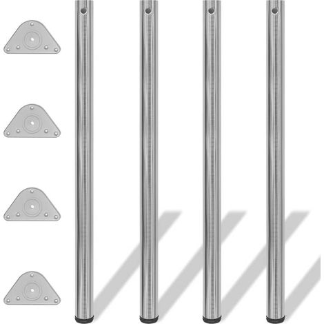 vidaXL 4 Height Adjustable Table Legs Brushed Nickel 1100 mm