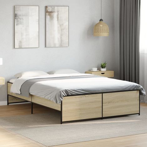 Bettgestell Sonoma-Eiche 120x200 cm Holzwerkstoff und Metall (1/5)