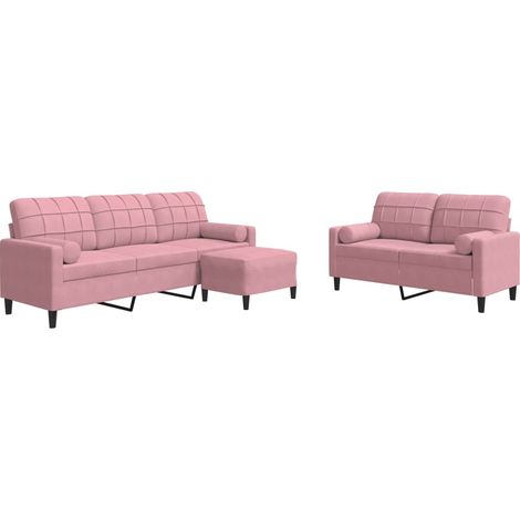 Maison Exclusive - Set di Divani 3 pz con Cuscini e Rinforzi rosa in Velluto
