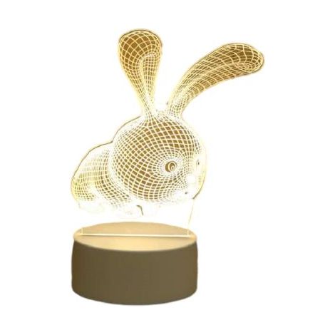 Veilleuse LED 3D lapin charmante pour chambre à coucher, chambre d'enfant, etc. (9,2 x 16 cm)