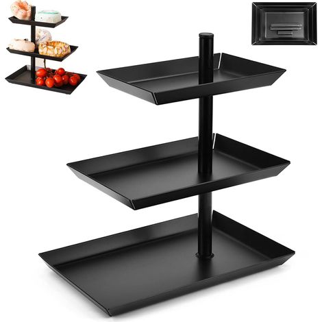 Présentoir à fruits rotatif JeiibrZui à 3 niveaux - 24,5 x 15,5 x 26 cm - 1 pièce - Noir - Acier inoxydable - Présentoir rotatif pour cuisine, salle de bain et salon (1/5)
