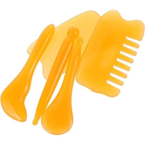 Ensemble d'outils Gua Sha en résine pour le massage du visage et du corps, ensemble d'outils de massage du cuir chevelu Gua Sha (1/5)
