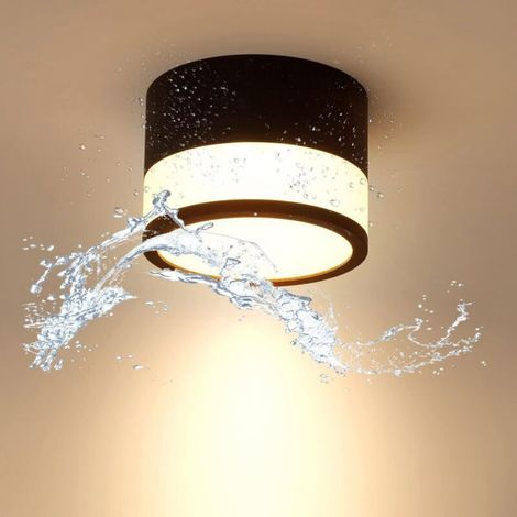 Plafonnier LED en saillie IP65 12 W, lumière blanche chaude 3 000 K, spot en aluminium pour salle de bain, couloir, cuisine,noir (1/5)