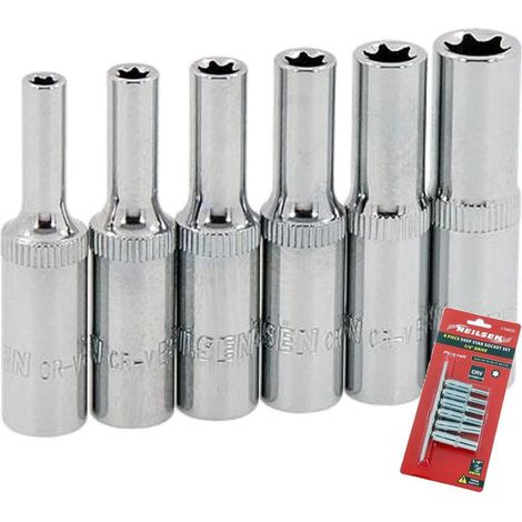Neilsen Deep Star Profile Sockets E4 - E10 Socket Set 5pc 1/4" Socket Rail (1/2)
