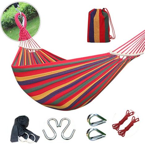 Amaca in tela da esterno 260 x 80 cm, capacità di carico fino a 100 kg, amaca portatile con borsa per il trasporto per giardino e patio (rossa) (1/5)