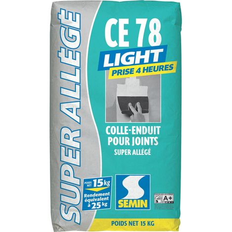Semin – Enduit de lissage allégé 15 kg – Temps de prise 4 heures – Pour plaques de plâtre – COV A+ – Sac de 15 kg (1/5)