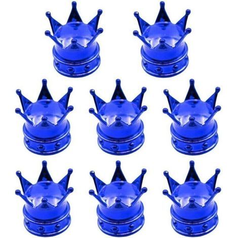 Lot de 8 valves à couronne pour voitures, SUV et motos. Noyau métallique avec joints, compatibles avec les valves de pneus rouges, noires et antées (bleues). (1/4)