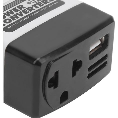 Convertisseur de Puissance Mobile 12V/24V avec Port USB pour Charge de Téléphone Portable Noir