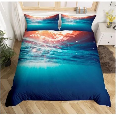 La mer Housse de Couette Hawaiian La plage Parure de Lit 220x240cm Marine Life Sea Sets de Housse de Couette Super Nautical - 2QR (1/4)