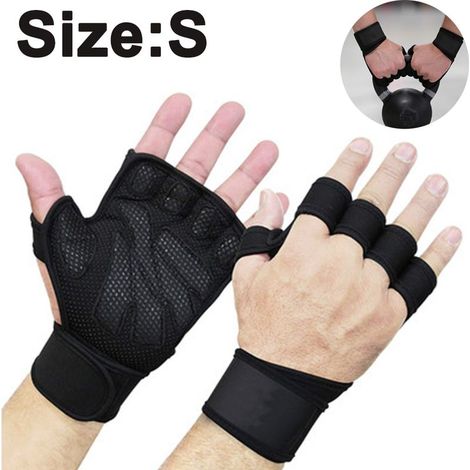 Gants de fitness antidérapants avec bande de poignet - Noir S (1/5)