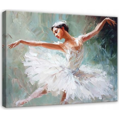 Leinwandbild Ballerina Frau Pop Art, moderne Wanddeko für Schlafzimmer, Wohnzimmer und Küche, hochauflösender Druck, 40 x 30 cm