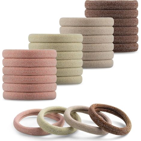 24 Pièces Elastique Cheveux, Élastique à Cheveux Chouchou Doux Sans Couture pour Femme, Fille, Enfant (Pastel) (1/5)