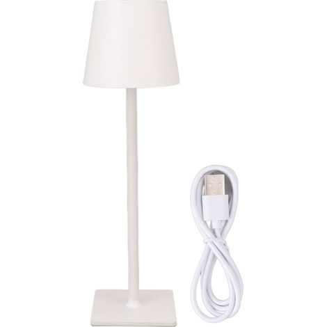 Lampe de bureau LED blanche, texture métal sobre, 3 modes de couleur, intensité variable, commande tactile, protection des yeux, idéale pour la table de chevet ou le bureau. (1/5)