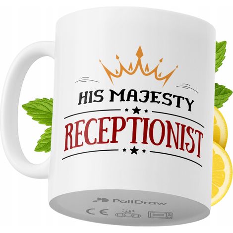 Lustige Kaffeetasse mit witzigem Textdesign für Rezeptionistinnen – ideal für Geburtstage, Namenstage, Feiertage und besondere Anlässe. Hochwertige Tasse für Büro, Homeoffice und Arbeit. Farbe: Weiß, 