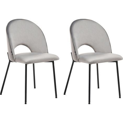 Set of 2 Dining Chairs COVELO Velvet Grey (1/5)