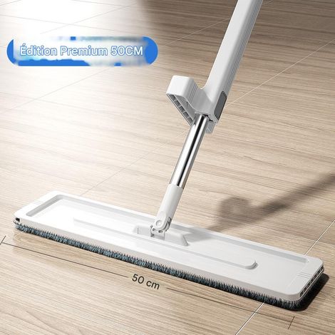 Balai-serpillère plat mains libres - Plusieurs tailles disponibles - 50 cm - Livré avec 3 lingettes