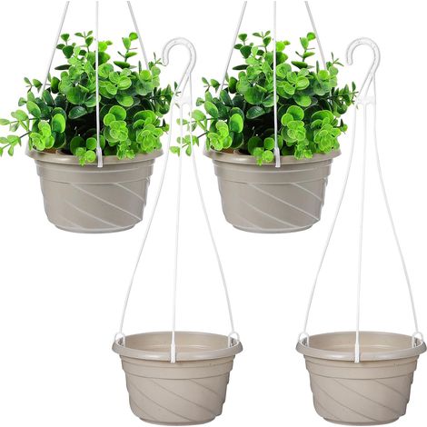 BESPORTBLE Lot de 4 pots suspendus, design portable avec trou drainage, matériau PVC durable (1/5)
