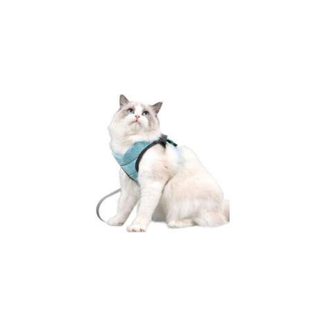Harnais pour Chat Réglable avec Laisse - EINNENFFER - Tissu Mesh Léger, Vert Foncé, Taille S (23x28 cm), Confort et Sécurité pour Promenades (1/5)