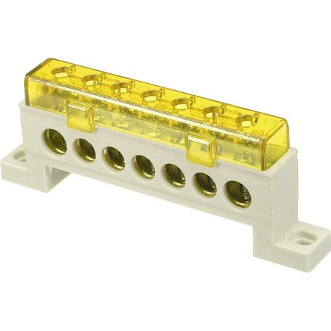 Barre De Terre À Bornes, 7 Positions Vis Barre Omnibus En Laiton, 9x14mm Bloc De Terre Pour Équipement Électrique, Boîte De Distribution, Jaune (1/5)