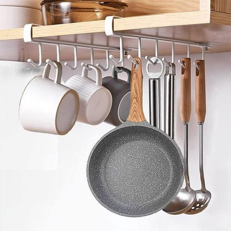 Crochets sous armoire blancs pour tasses café sans perçage lot de 2 (1/4)