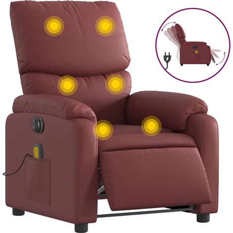 Maison Exclusive - Massagesessel Elektrisch Weinrot Kunstleder