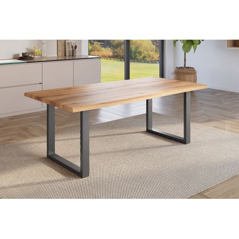 Esstisch Baumkante Holz-Optik Wildeiche 220 x 100 U-Gestell schwarz JULIUS (1/5)