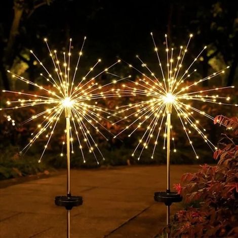 105 LEDs Lumières de Starburst,éclairage pour Chemins Feu d'artifice,Blanc Chaud,IP65 étanche Lampe Solaire Jardin pour Odipie (1/4)
