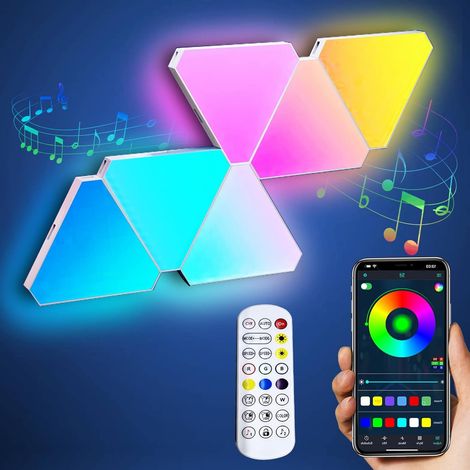Panneau LED Triangle RGB - Éclairage Murale Intelligent pour Chambre & Gaming - Synchronisation Musicale - Contrôle App/Telecommande - Pack de 6 (1/5)