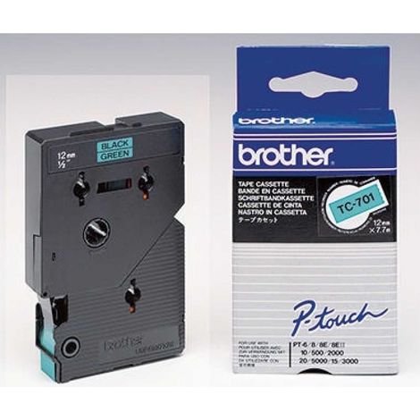 Schriftbandkassette P-touch TC-701 12 mm x 7,7 m (B x L) grün schwarz (1/5)