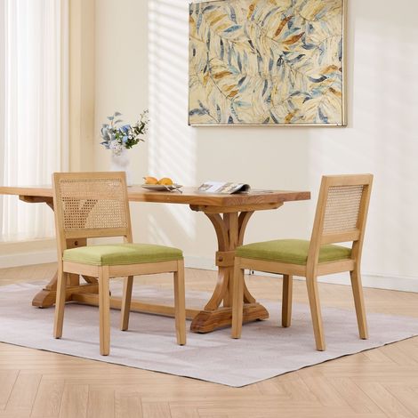 MEUBLIV sillas de comedor 56x48x86,5 cm verde oliva – respaldo de rejilla (1/5)