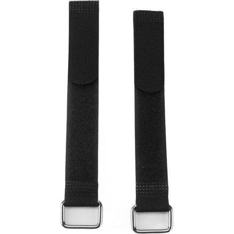 Lot de 2 sangles de fixation en nylon 20 x 200 mm, réglables et élastiques, pour vélo, avec organisateur de vélo intégré, noires. (1/5)