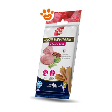 Farmina Dog Snack Dental Treat N&D Quinoa Weight Management Mini - Confezione 60 Gr - Snack