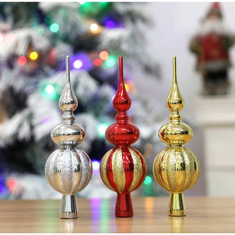 Globe - Verre Soufflé Main - Décor de Sommet d'Arbre de Noël - Or - Pour Intérieur - Lot de 2 (1/3)