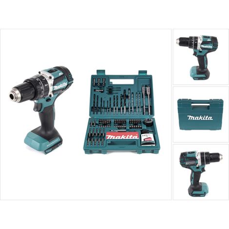 Makita DHP 484 Z Trapano avvitatore con percussione a batteria 18V + 1x Set Makita B-53811 di 100 punte per trapano (1/5)