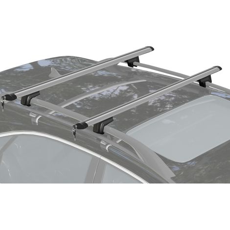 Barres de toit voiture 75 kg avec serrure et clés, aluminium et ABS, 135,3x5,7x7 cm, argent (1/5)
