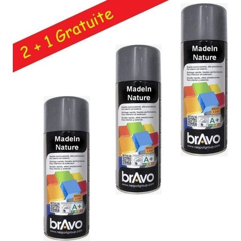 Lot Aérosol Peinture, Bombe en Spray de 400 ml, Coloris Ral Brillant au choix - Lot de 3 - RAL 7016 gris anthracite. (1/5)
