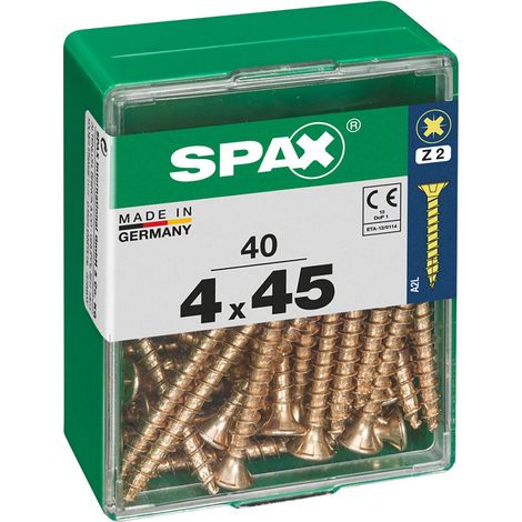Boîte 40 Unités. Vis A Bois Spax Cab. Plat Yellox 4.0x45mm Spax (1/2)