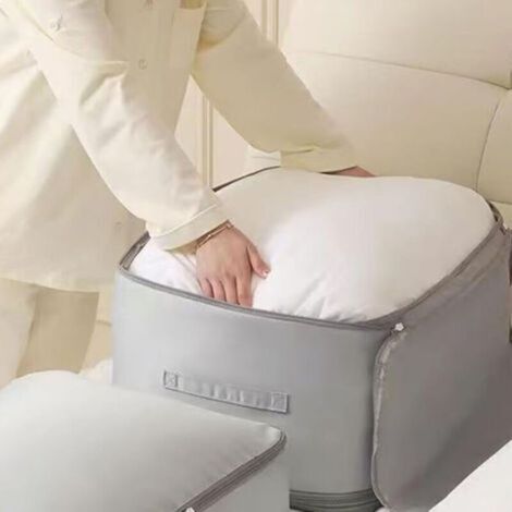 2 pcs Sacs de rangement vêtements, auto-compression, sacs couette sous-vide, gris 60x54x42 cm, pour stockage grenier et voyage (1/3)