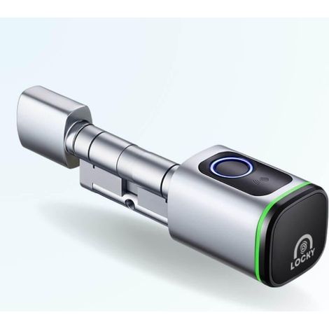 Cylindre électronique de serrure connecté LOCKY-10 BIO à empreinte digitale et badge RFID MIFARE