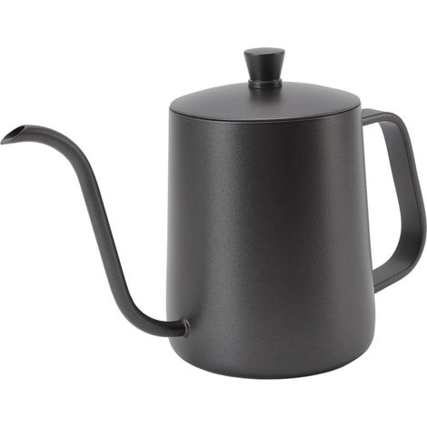 Bouilloire à café longue et étroite en acier inoxydable noir antirouille, petite bouilloire à filtre avec couvercle, 600 ml, pour la maison (1/5)