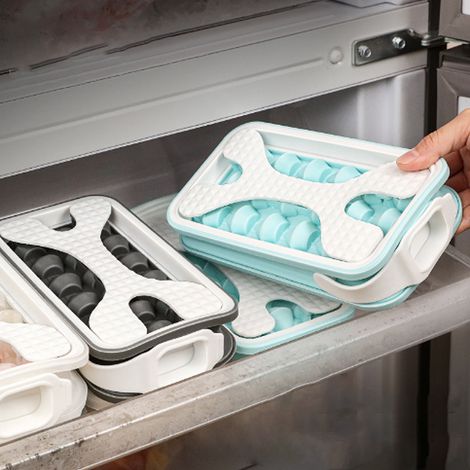 Diamantförmige Eiswürfelform für den Sommer, leicht zu entformen und tragbar, kann als 2-in-1-Wasserflasche verwendet werden, himmelblau (1/5)