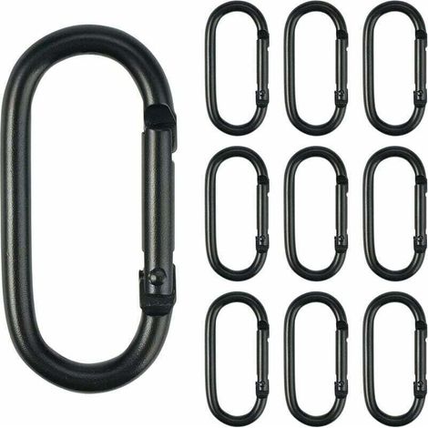 Mosquetones de aluminio de 10 piezas, 2 cm x 5 cm – Resistentes al desgaste – Con resorte para una fácil sujeción – Para acampar y hacer senderismo – 2 cm x 5 cm -Crezuo