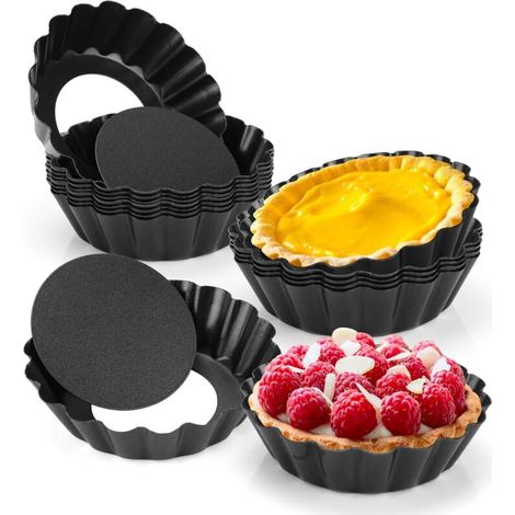 12-piece quiche mold with removable bottom, non-stick black (1/5)