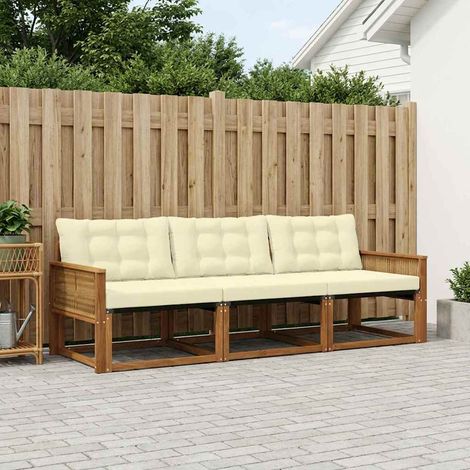 vidaXL Set di divani da esterno con cuscino 3 pcs Naturale e