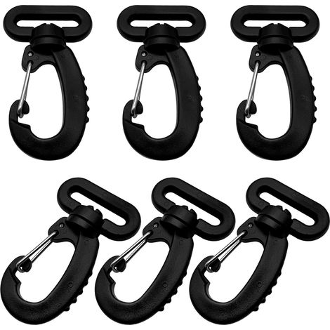 6 pièces Mousqueton pivotant en plastique, boucle de sac à dos robuste, crochet rotatif à 360° pour lanières, porte-clés, sangles de sac, laisses d'animaux domestiques, équipement tactique,