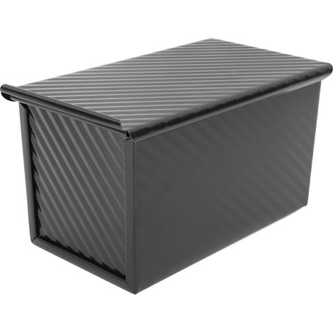 Teglia antiaderente per il pane, utensili da forno per la preparazione del pane, contenitore per il pane in acciaio al carbonio nero ondulato con coperchio. (1/5)