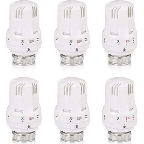 Tête Thermostatique de Radiateur - 6 Pièces, M30 X 1,5 pour Maison et Bureau (1/4)