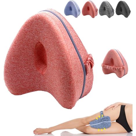 Oreiller genou pour dormeur côté - Alignement bassin et jambes - Soulage sciatique et dos - Mémoire de forme - Rouge (1/5)