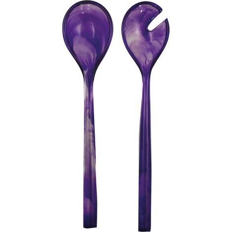 Couverts à Salade en Résine Violette et Acier Inoxydable Doré 33 x 7,6 x 2,5 cm - PANGIVO (1/3)